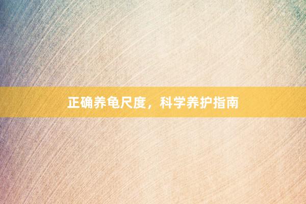 正确养龟尺度,科学养护指南