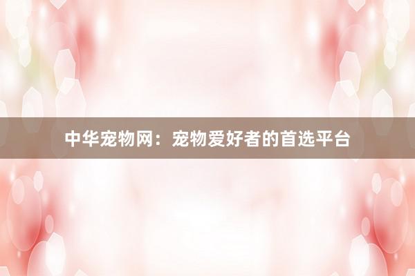 中华宠物网:宠物爱好者的首选平台